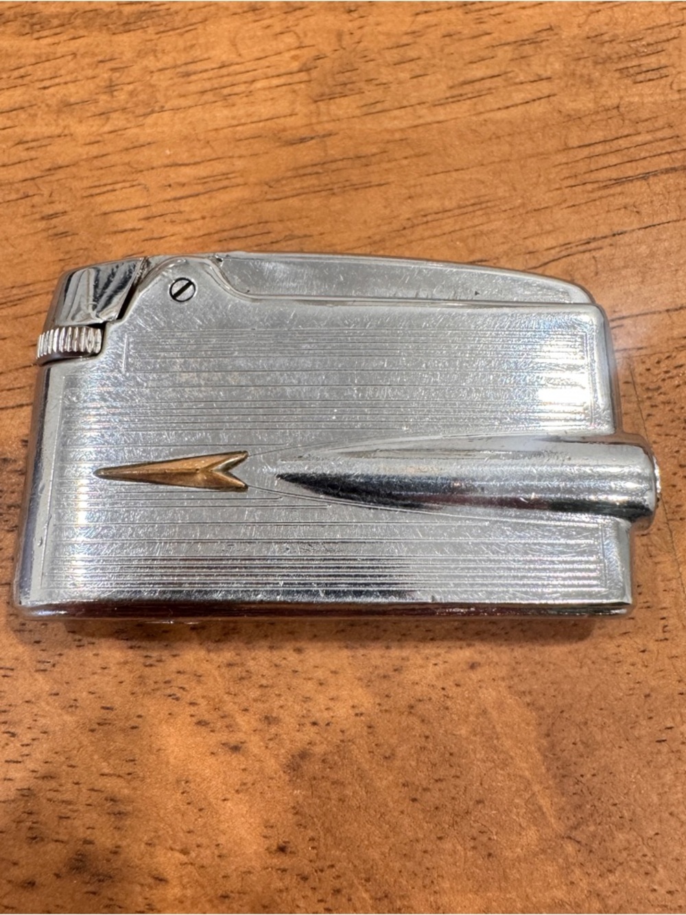 Vintage Ronson Varaflame Adonis Cigarette Lighter MCM Silver Gold Atomic